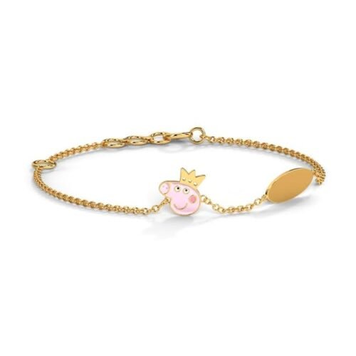 CaratLane 14 KT Yellow Gold Peppa Crown Personalised Kids' Gold Bracelet For Kids