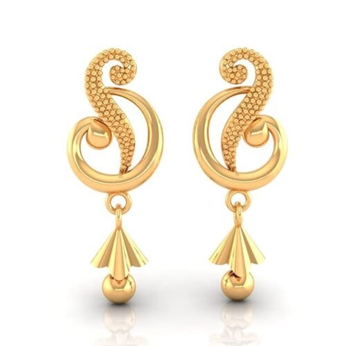 Womens 22KT (916) Yellow Gold Dangle Drop Earrings With Swirl Design And Cone-Shaped Drop - 0.95 Grams