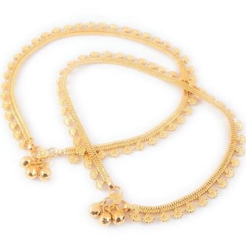 Thin Size Gold Stylish Anklets Kolusu Payal Ghungroo for Women & Girls